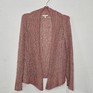 Eileen Fisher 100% Cotton Open Knit Cardigan Mauve Size Large - Boho Minimalist